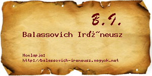 Balassovich Iréneusz névjegykártya